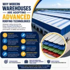 Modern warehouse with Colour Coated Profile Sheet roofing showcasing advanced roofing technology for industrial buildings and warehouses.