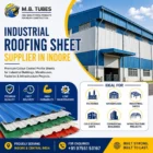 Modern industrial warehouse with blue Colour Coated Profile Sheet roofing showcasing premium industrial roofing solutions in Indore.